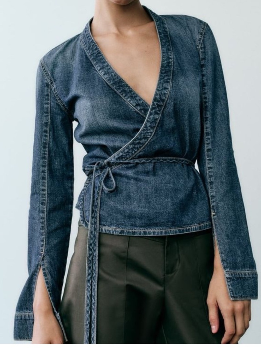 ZARA DENIM WRAP TOP